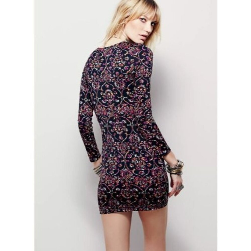 Free People Printed Knit Long Sleeve Dress Medium - Picture 2 of 11